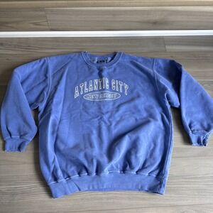 Atlantic City Vintage Crewneck‎ Sweatshirt Blue Sz L New Jersey Avalon Apparel